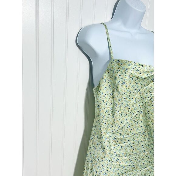 Princess Polly After Though‎ Dainty Ditsy Green Floral Satin Mini Slip Dress 6 - Picture 4 of 9